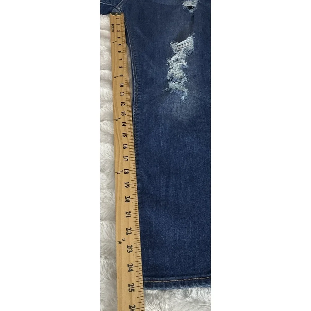 Express  Womens 12S  Blue Denim Jeans Cotton Stretch Distressed Mid Rise Legging
